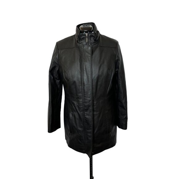 croft & barrow Jackets & Blazers - Croft & Barrow Leather Jacket Black Women Medium Zip-in Quilted Lining